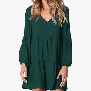 Amoretu Tunic Swing Shift Dress in Hunter Green